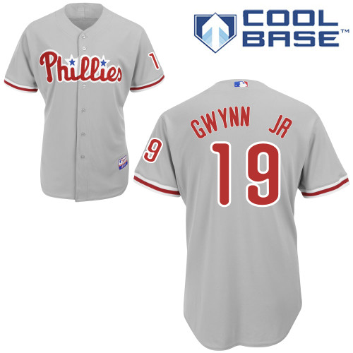 Tony Gwynn Jr #19 MLB Jersey-Philadelphia Phillies Men's Authentic Road Gray Cool Base Baseball Jersey